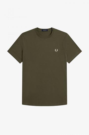 Green Fred Perry Graphic Print Men's T Shirts | PH 1685XYUF